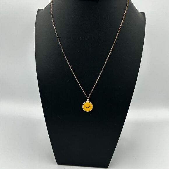 Unbranded Jewelry - Smiley Face Pendant Necklace Gold Toned Cheerful Positivity Gift